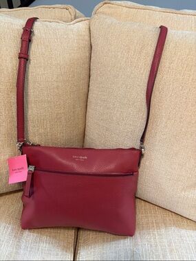 kate spade Red Pebbled Leather Crossbody Bag